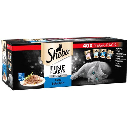 Sheba Fine Flakes Fish Collection in Jelly 40 x 85g - North East Pet Shop Sheba