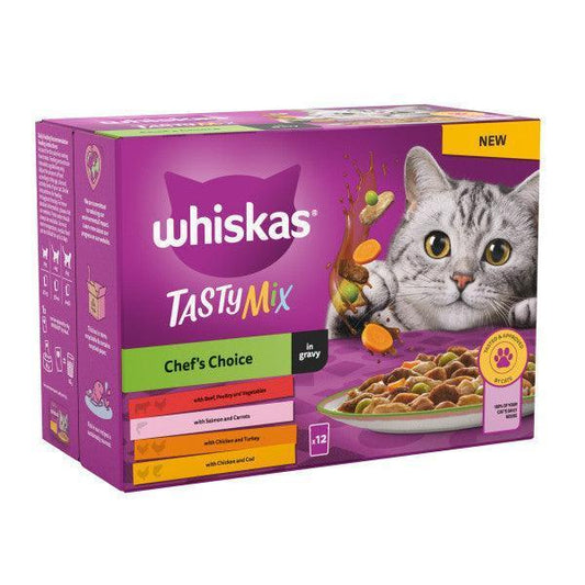 Whiskas Adult 1+ Tasty Mix Chefs Choice in Gravy Pouches 48 x 85g - North East Pet Shop Whiskas