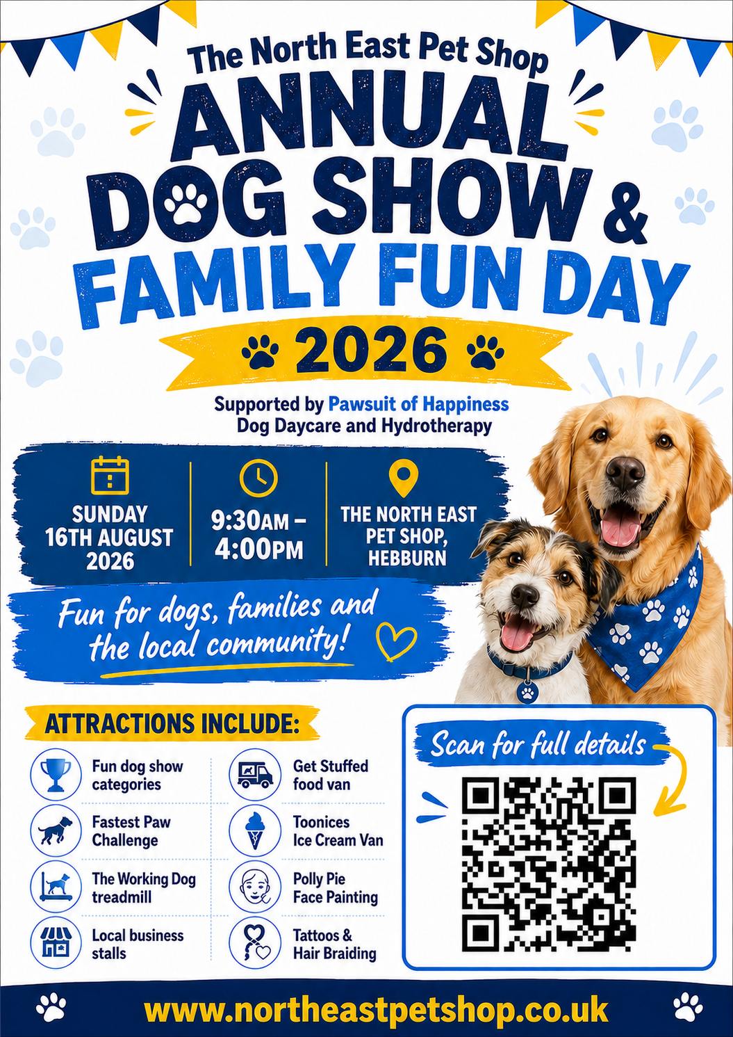 Official North East Pet Shop Annual Dog Show and Family Fun Day 2026 poster